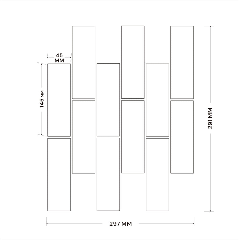 Porcelain Mosaic | Carrara | 45x145 | KLB4514501 | Matt