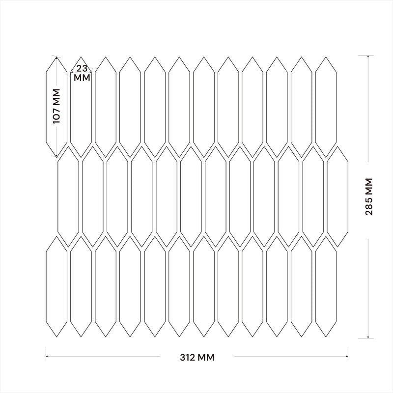 Porcelain Mosaic | Long Hexagon | 23x107 | XJJ2310705 | Gloss