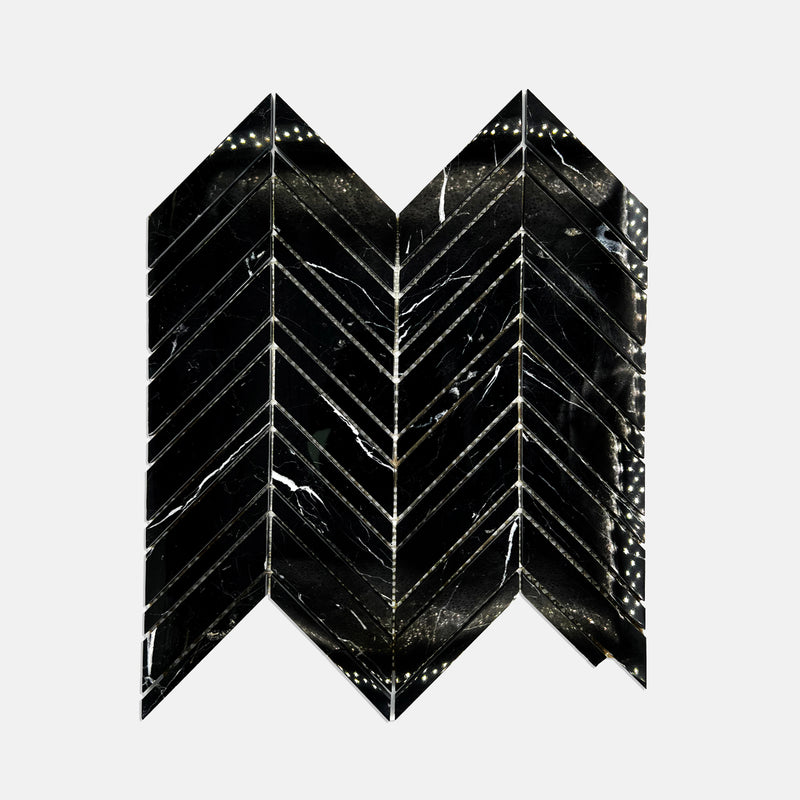 Chevron Marble Mosaic Nero Marquina LB03 Polished