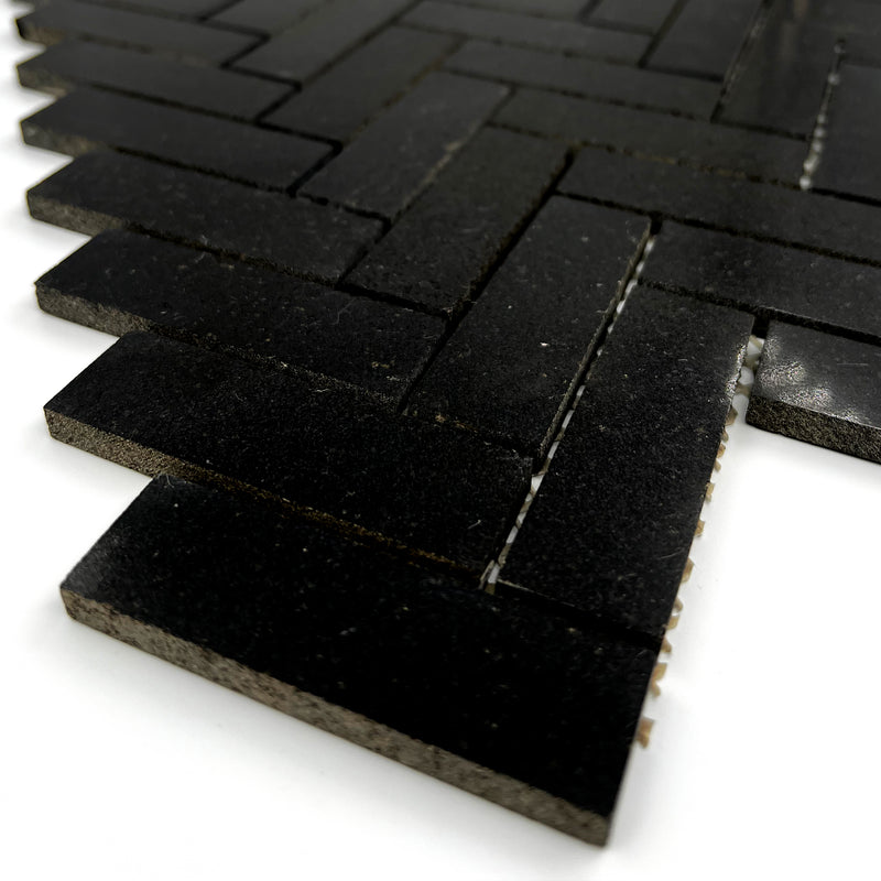Herringbone Marble Mosaic Black LB04 Polished