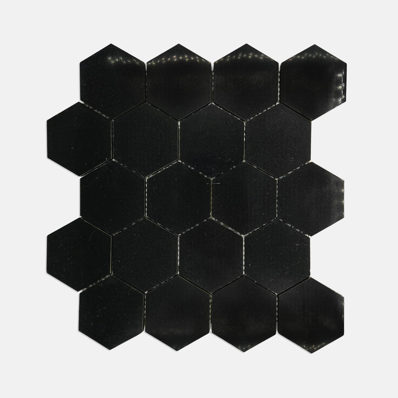 Hexagon Marble Mosaic Black LB05 Polished