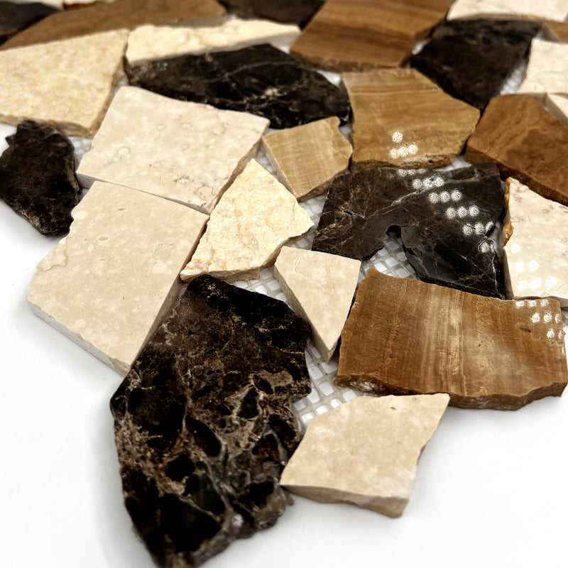 Crazy Pave Marble Mosaic Emperador Dark LC03 Polished