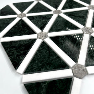 Triangle Marble Mosaic Green White Steel LG11 Polished
