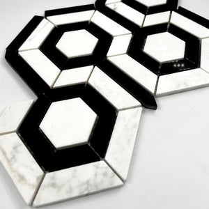 Hexagon Marble Mosaic Green Black LG14 Polished