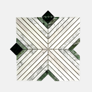 Puzzle Marble Mosaic Green White LG18 Polished