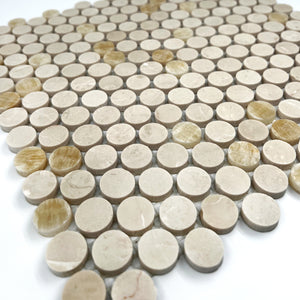 PennyRound Marble Mosaic Honey Onyx Sivec LV04 Polished