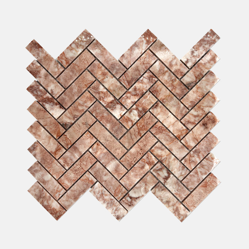 Herringbone Marble Mosaic Maple Red Granite LV09 Polished