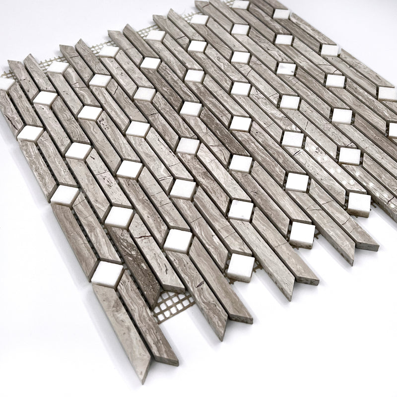 Special Marble Mosaic White Grey LV12 Polished