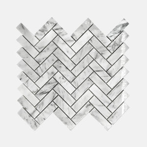 Herringbone Marble Mosaic Carrara White LW01 Polished