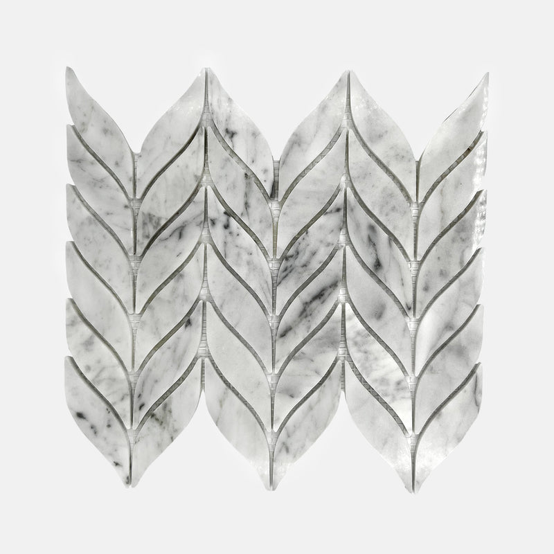 Chevron Marble Mosaic Carrara White LW03 Polished