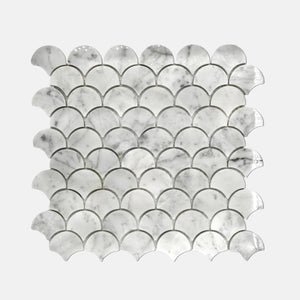FanShape Marble Mosaic Carrara White LW04 Polished