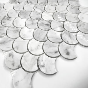 FanShape Marble Mosaic Carrara White LW04 Polished