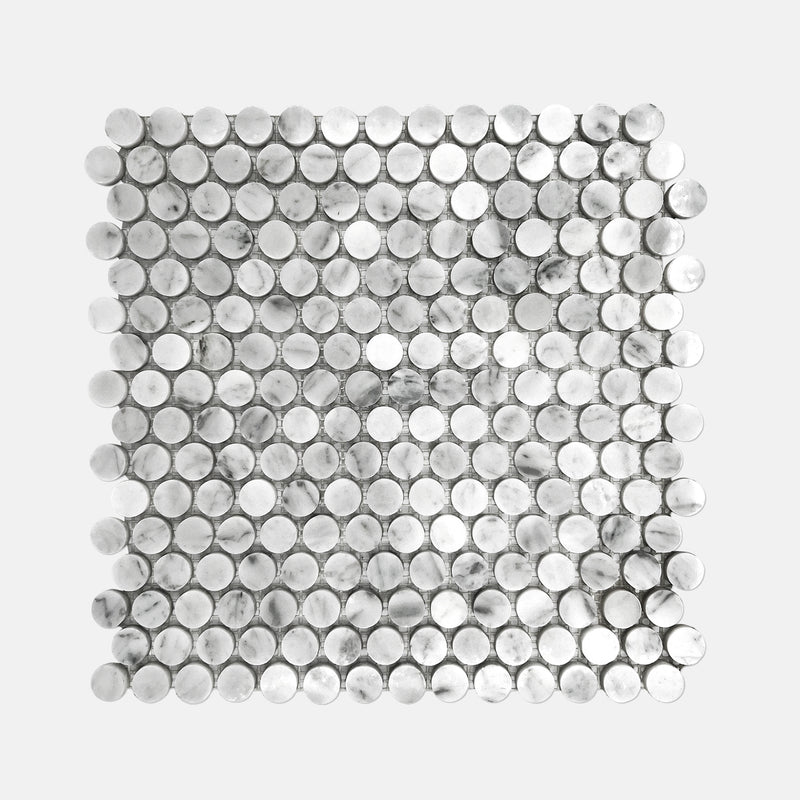 PennyRound Marble Mosaic Carrara White LW05 Polished