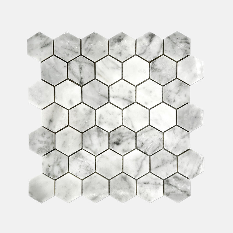 Hexagon Marble Mosaic Carrara White LW08 Polished