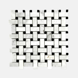 Blocky Marble Mosaic Black White LW14 Polished