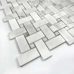 Blocky Marble Mosaic White LW15 Polished