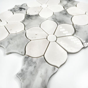 Flower Marble Mosaic Carrara White LW28 Polished