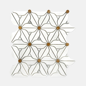 Flower Marble Mosaic White Steel LW29 Polished