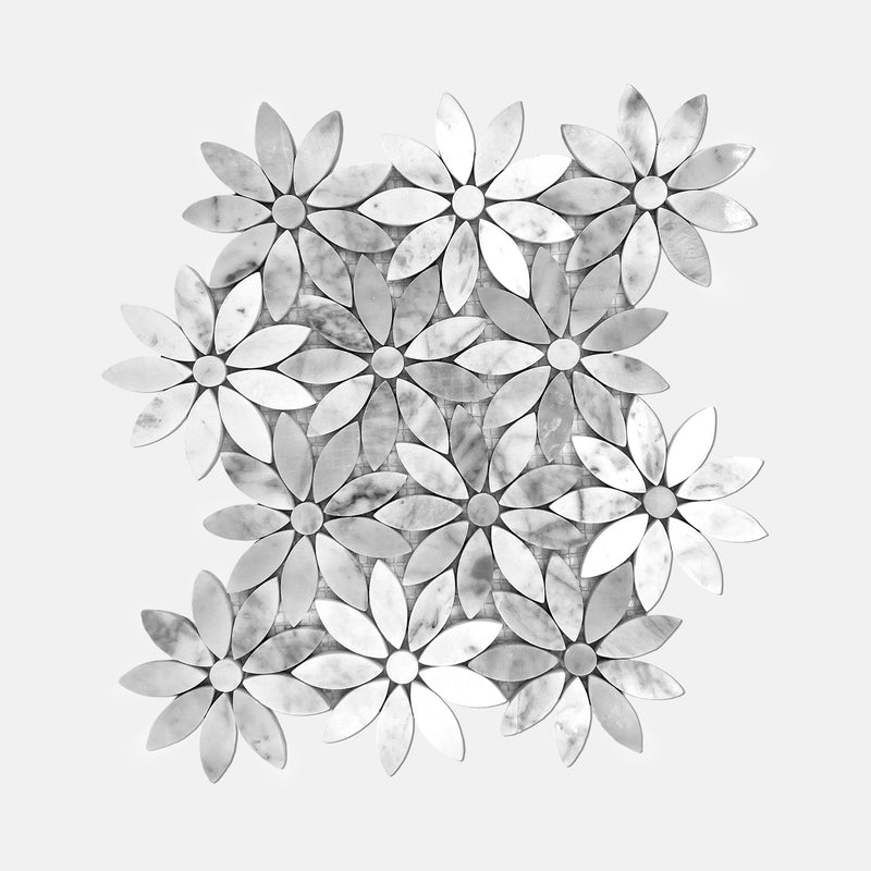 Flower Marble Mosaic Carrara Volakas LW30 Polished
