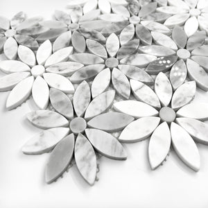 Flower Marble Mosaic Carrara Volakas LW30 Polished