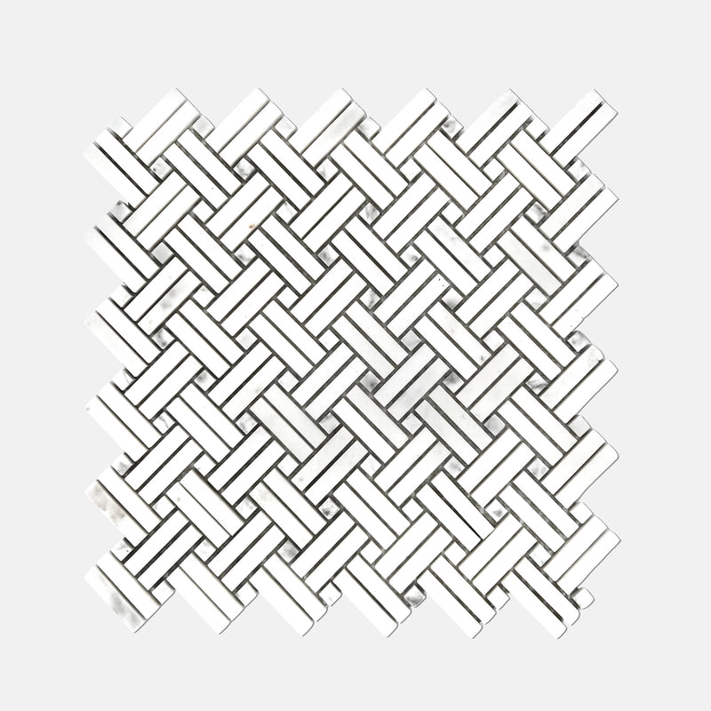 Rectangle Marble Mosaic Carrara White LW38 Polished