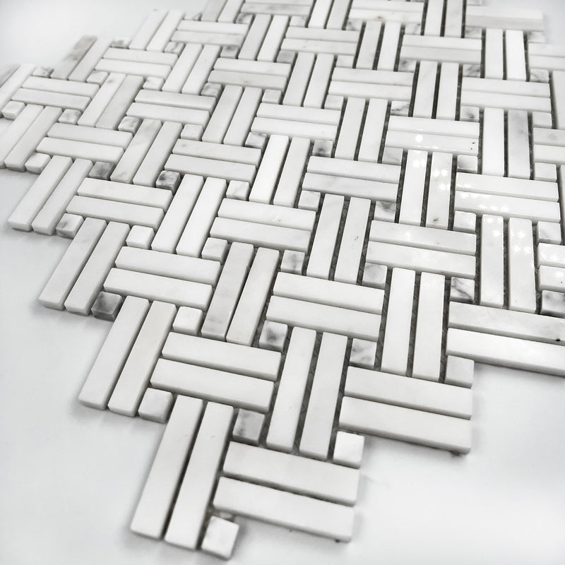 Rectangle Marble Mosaic Carrara White LW38 Polished