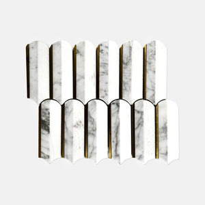 Feather Marble Mosaic White Steel LW43 Polished