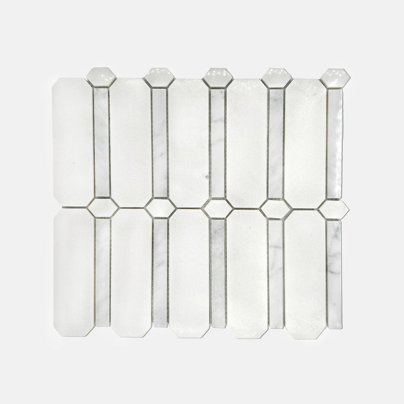 Octagon Marble Mosaic White LW44 Polished