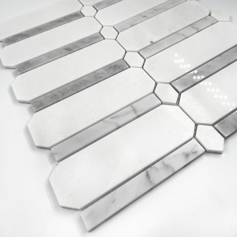 Octagon Marble Mosaic White LW44 Polished